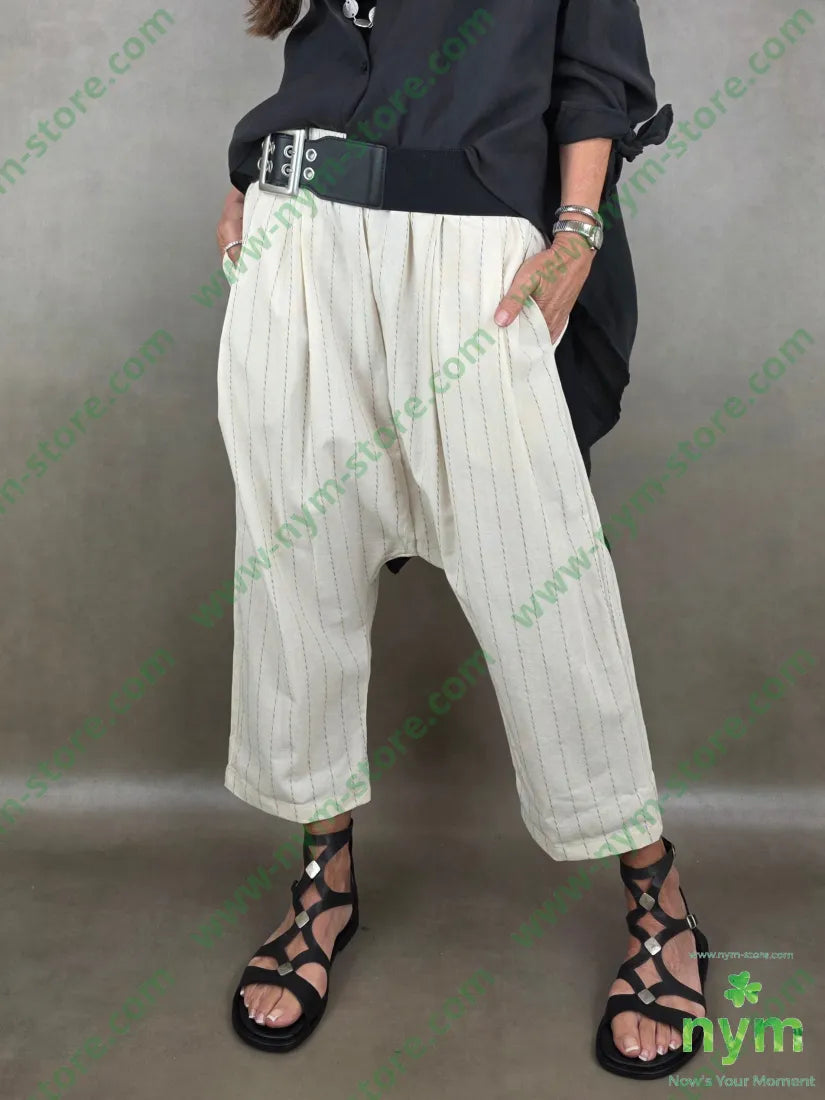 pantalone tratteggi cav bas pinces 80co20pl - U / BURRO / PE26 - PANTALONE