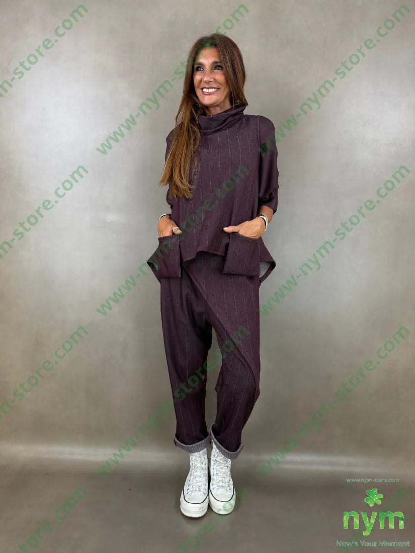 pantalone un bottone denim gessato 64vi31pl5ea - PANTALONE