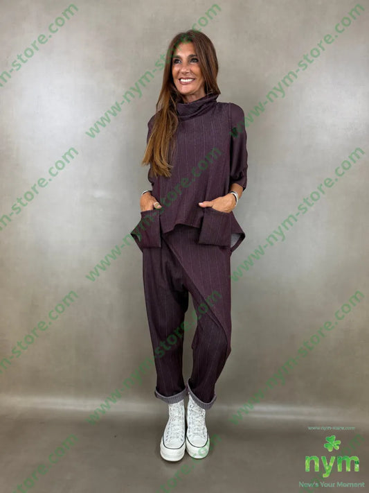 pantalone un bottone denim gessato 64vi31pl5ea - PANTALONE