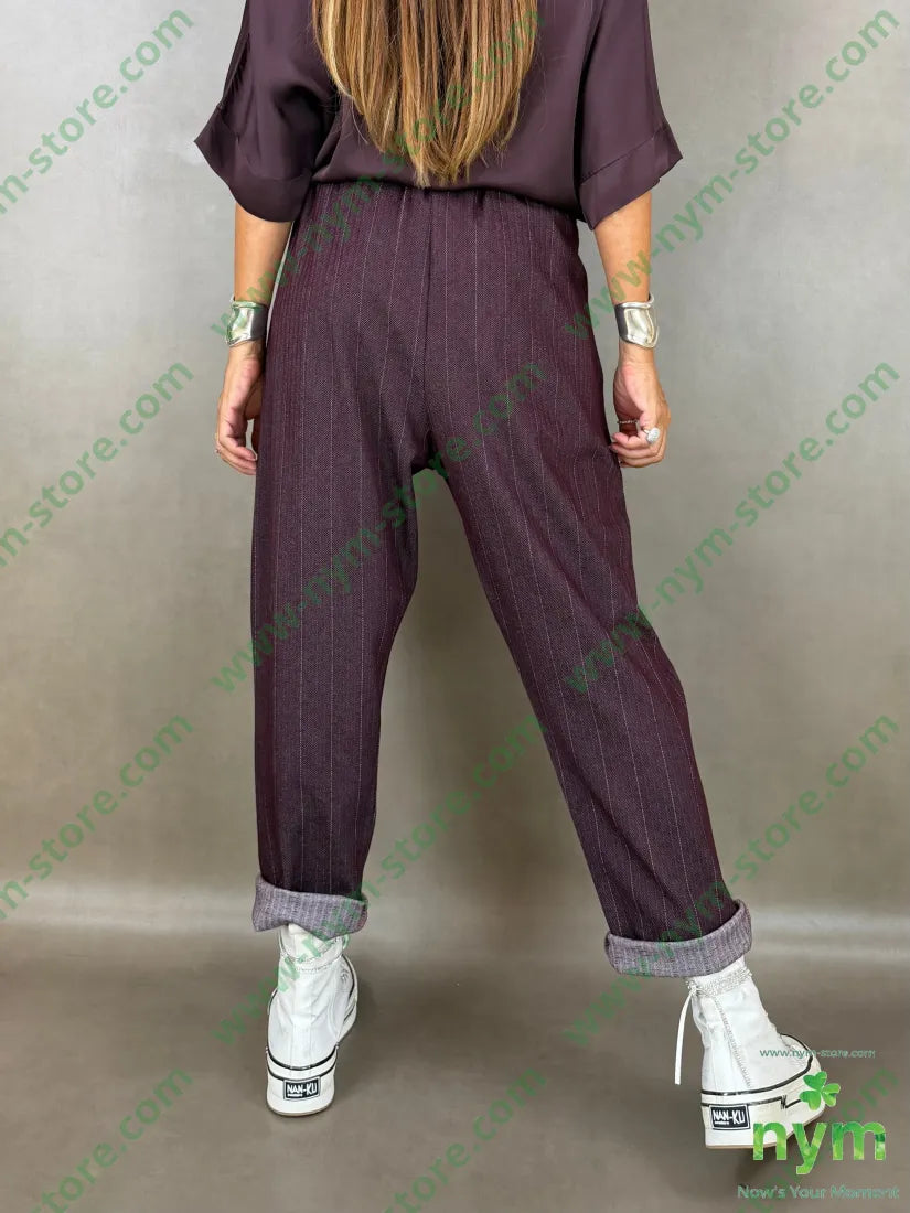 pantalone un bottone denim gessato 64vi31pl5ea - PANTALONE