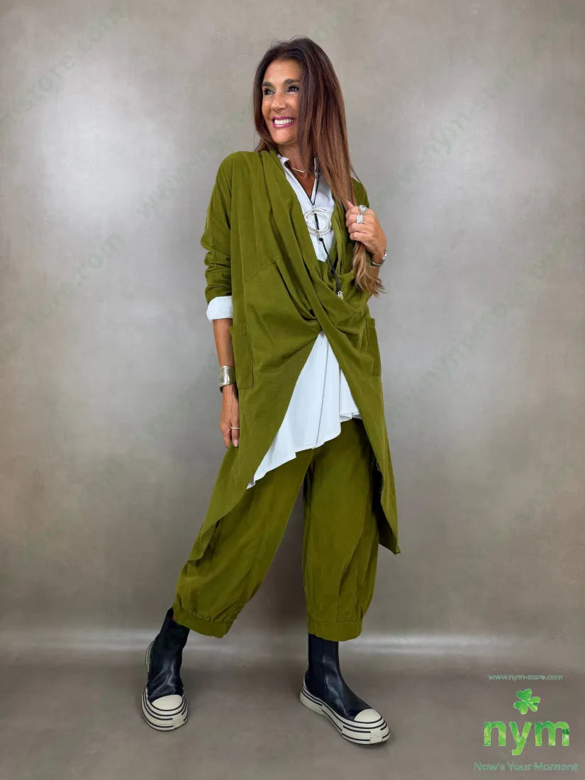 pantalone velluto costina polso 100co - U / OLIO / AI26 - PANTALONE