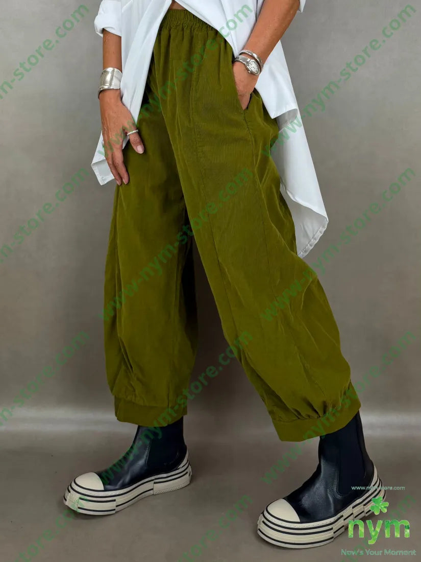 pantalone velluto costina polso 100co - U / OLIO / AI26 - PANTALONE