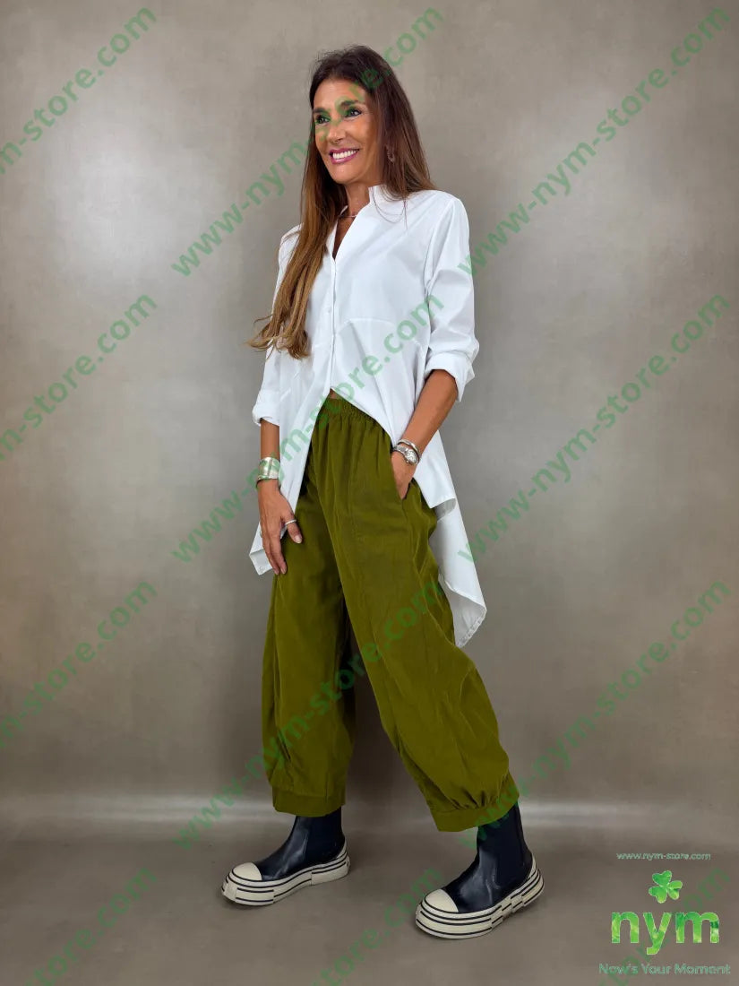 pantalone velluto costina polso 100co - U / OLIO / AI26 - PANTALONE