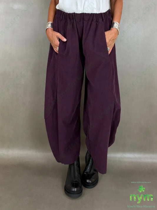 pantalone velluto costina tinta unita 100co - U / BORDO / AI26 - PANTALONE