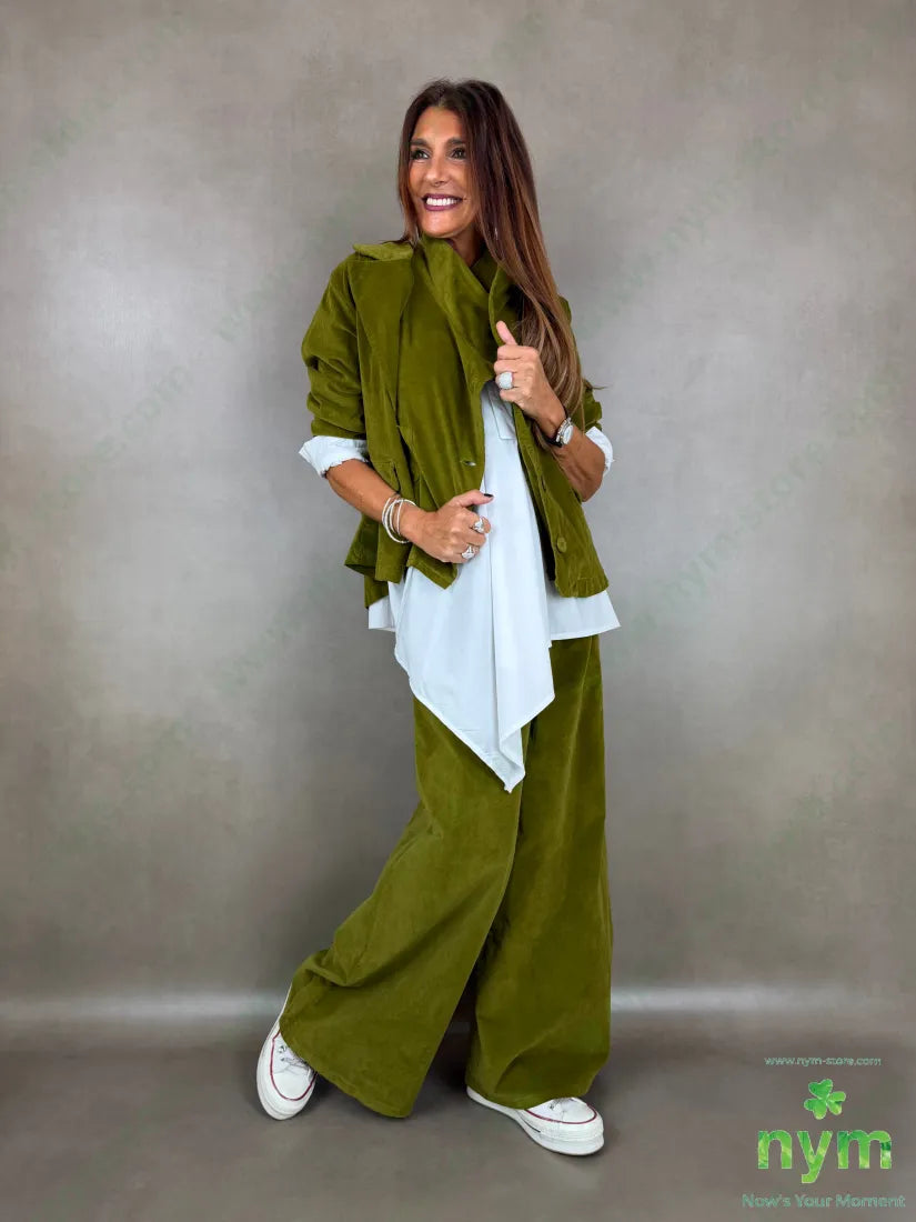 Pantalone velluto liscio gamba larga 100co - PANTALONE