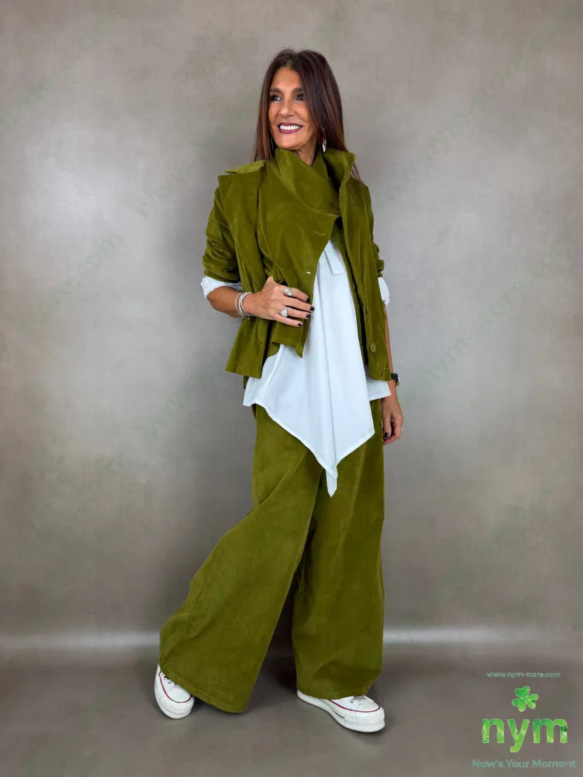 Pantalone velluto liscio gamba larga 100co - PANTALONE