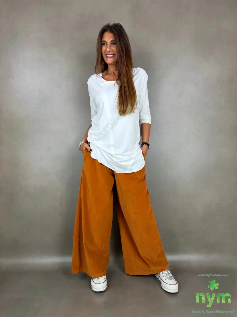 Pantalone velluto liscio gamba larga 100co - PANTALONE
