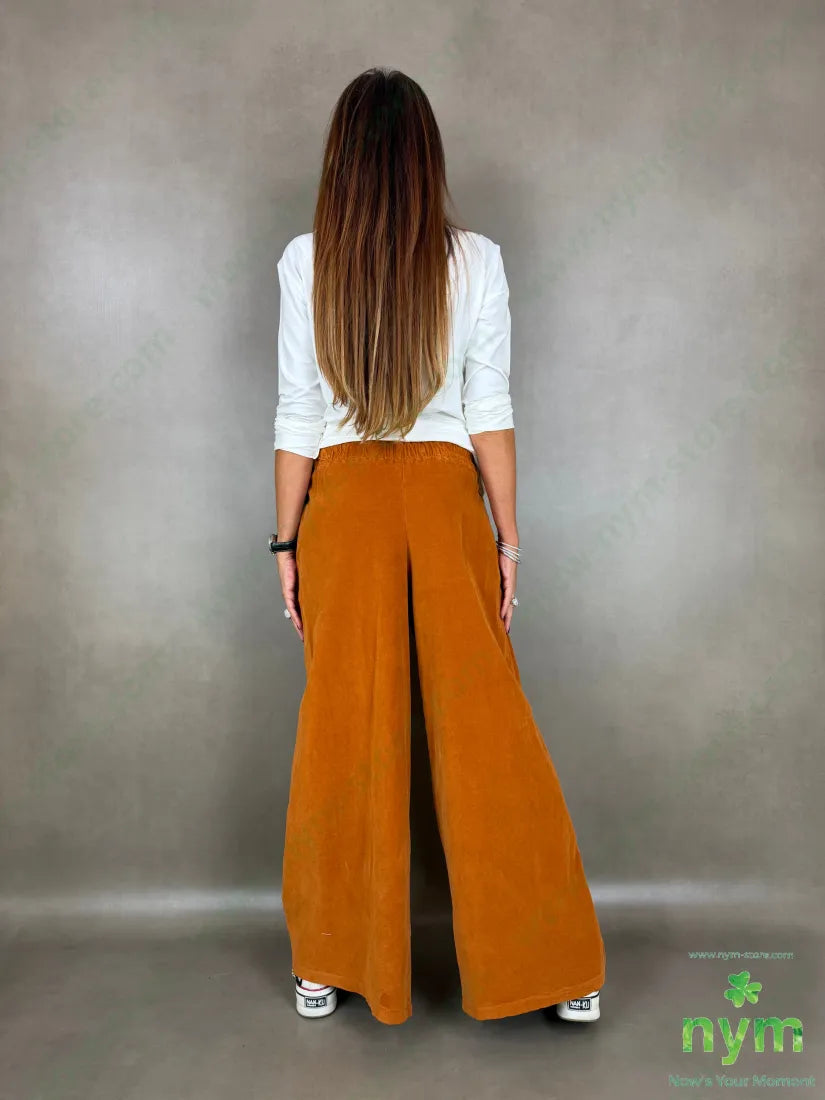 Pantalone velluto liscio gamba larga 100co - PANTALONE
