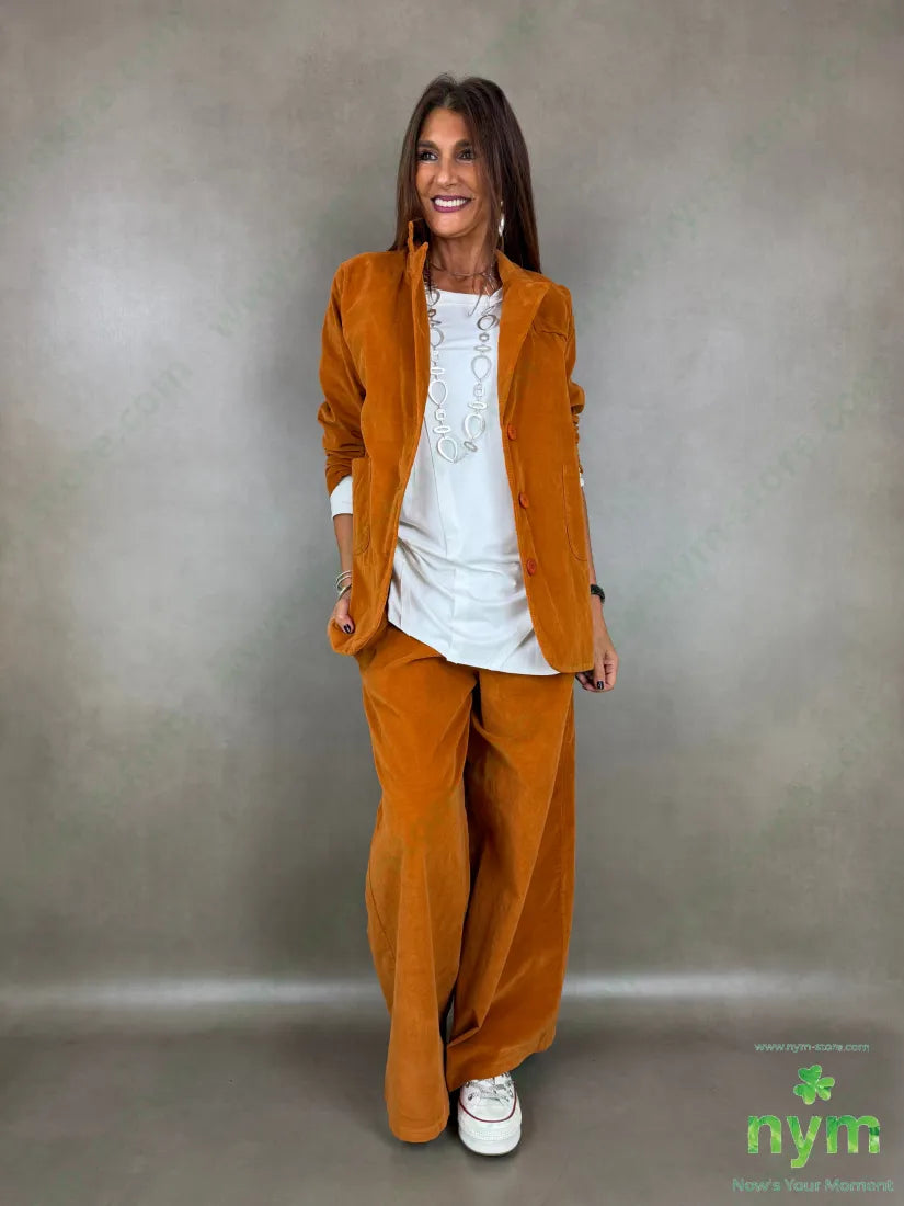 Pantalone velluto liscio gamba larga 100co - PANTALONE