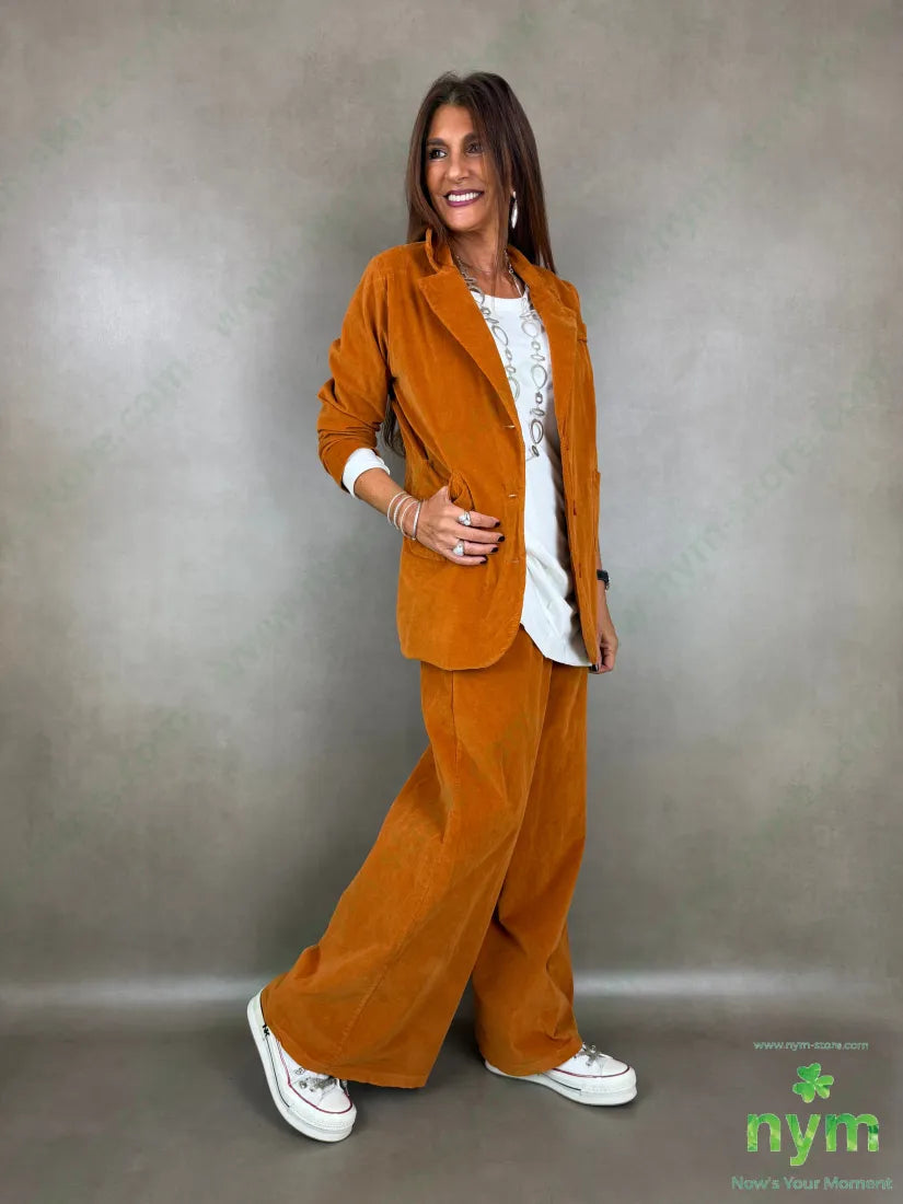 Pantalone velluto liscio gamba larga 100co - PANTALONE
