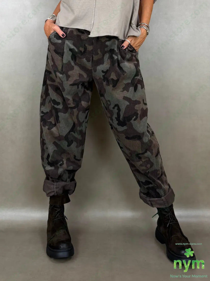 pantalone velluto mimetico 97co3ea - U / MARRONE / AI26 - PANTALONE