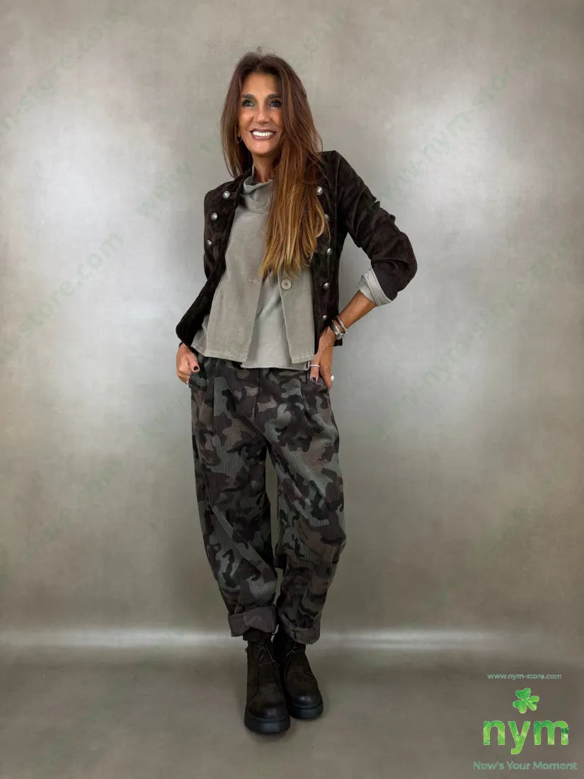pantalone velluto mimetico 97co3ea - U / MARRONE / AI26 - PANTALONE