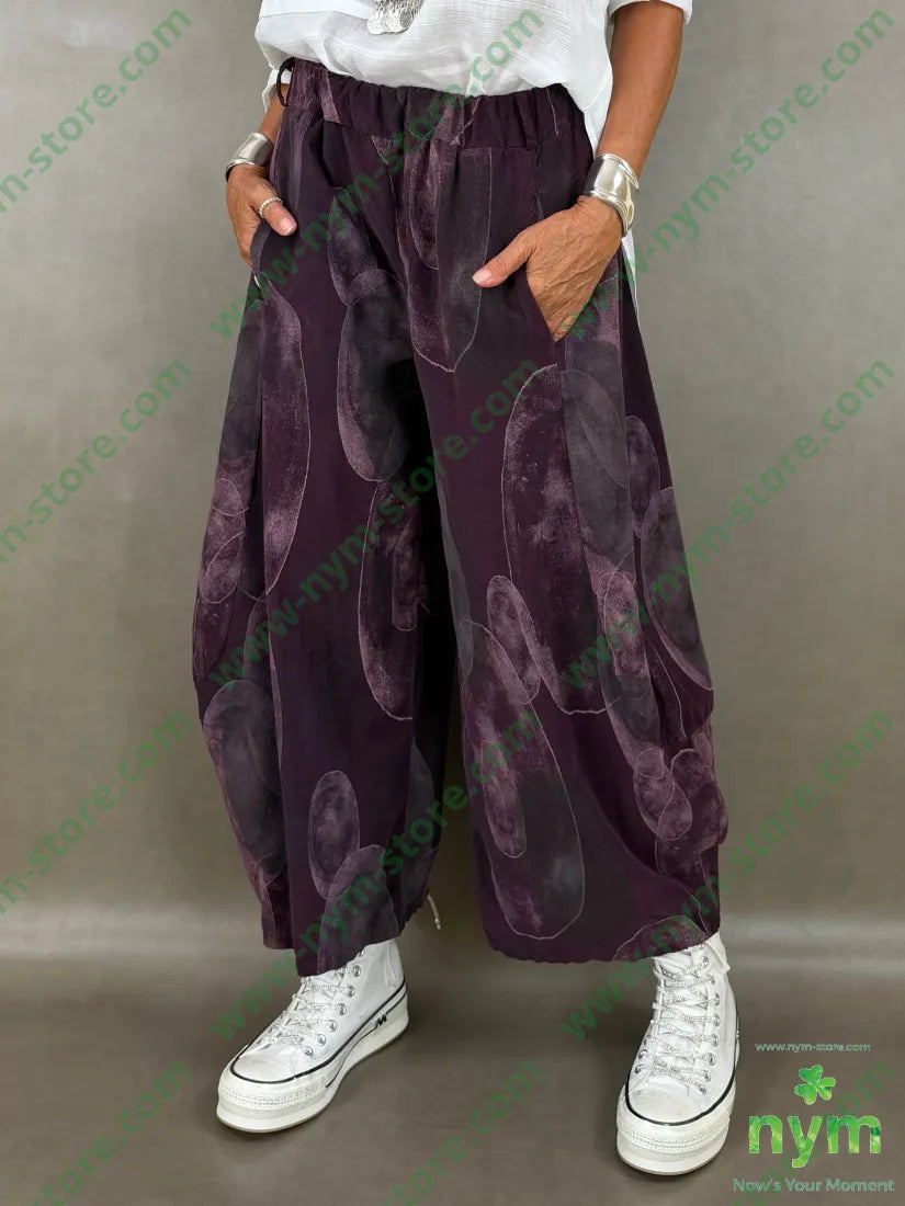 pantalone velluto stampa 100co - U / BORDO / AI26 - PANTALONE