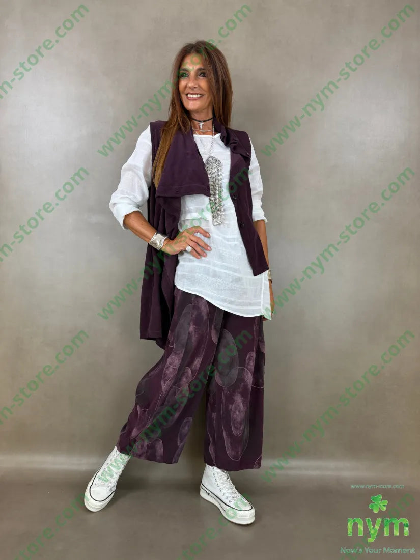 pantalone velluto stampa 100co - U / BORDO / AI26 - PANTALONE