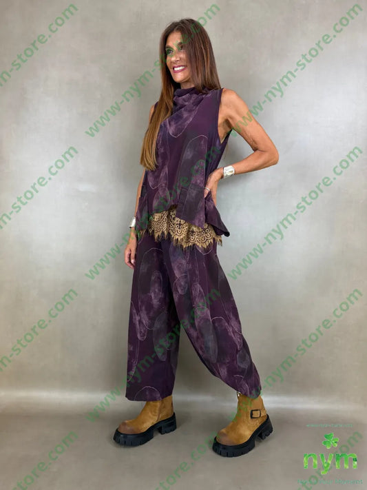 pantalone velluto stampa 100co - U / BORDO / AI26 - PANTALONE