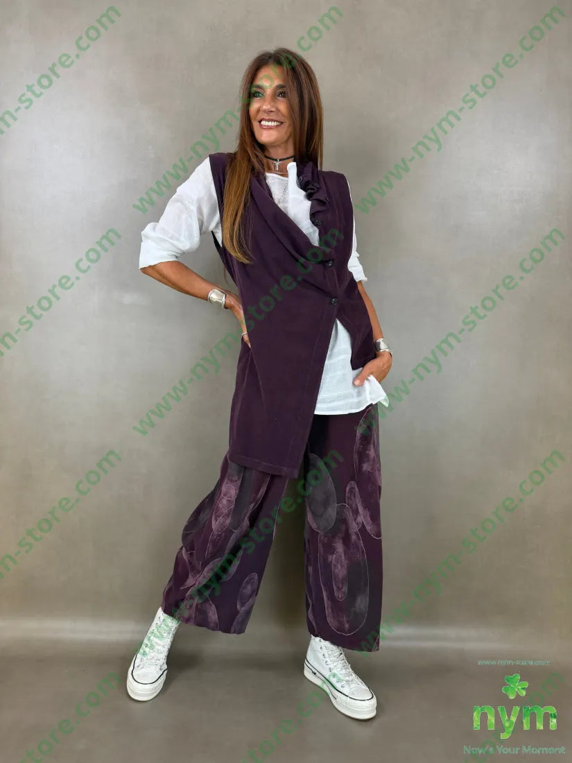 pantalone velluto stampa 100co - U / BORDO / AI26 - PANTALONE