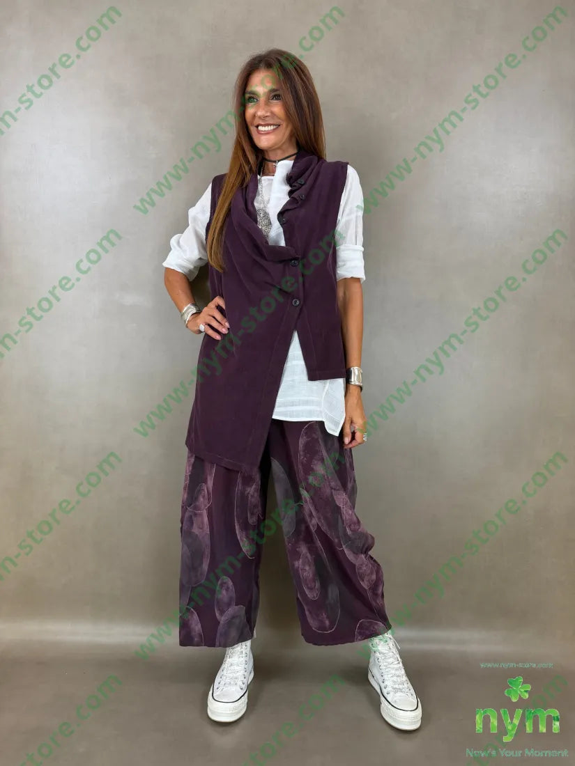 pantalone velluto stampa 100co - U / BORDO / AI26 - PANTALONE