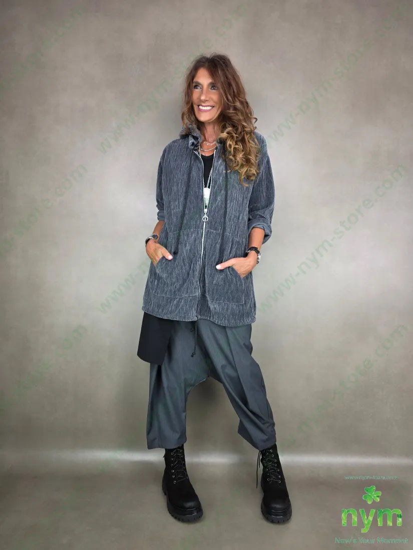 parka ciniglia goffrato 98pl2ea U / GRIGIO / AI25 CAPPELLO