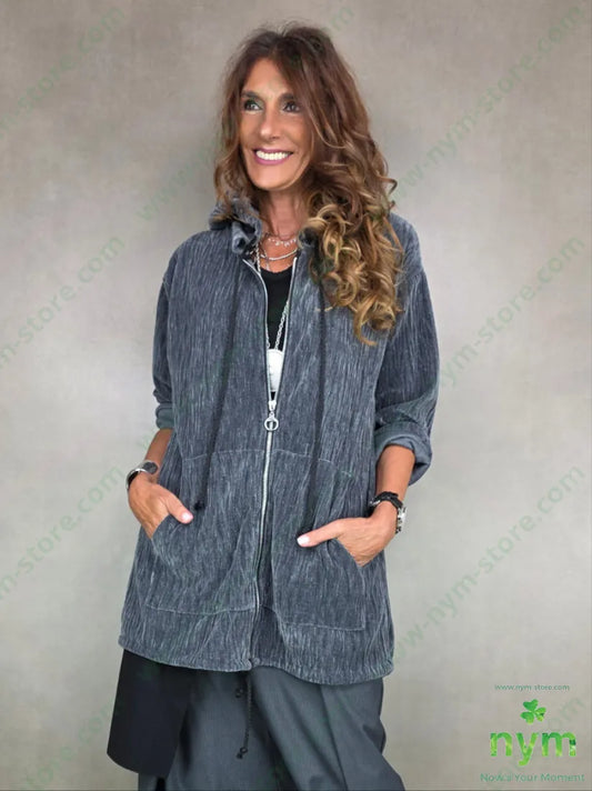 parka ciniglia goffrato 98pl2ea U / GRIGIO / AI25 CAPPELLO