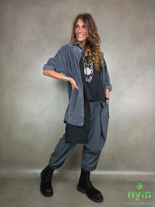 parka ciniglia goffrato 98pl2ea U / GRIGIO / AI25 CAPPELLO