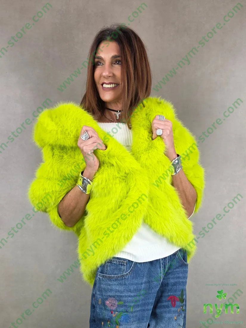 pelliccia cappuccio 100vi U / LIME / AI25 CAPOSPALLA