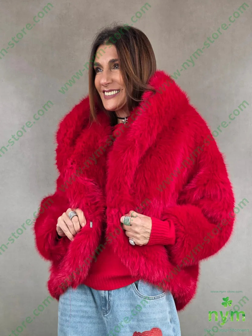 pelliccia cappuccio 100vi U / ROSSO / AI25 CAPOSPALLA
