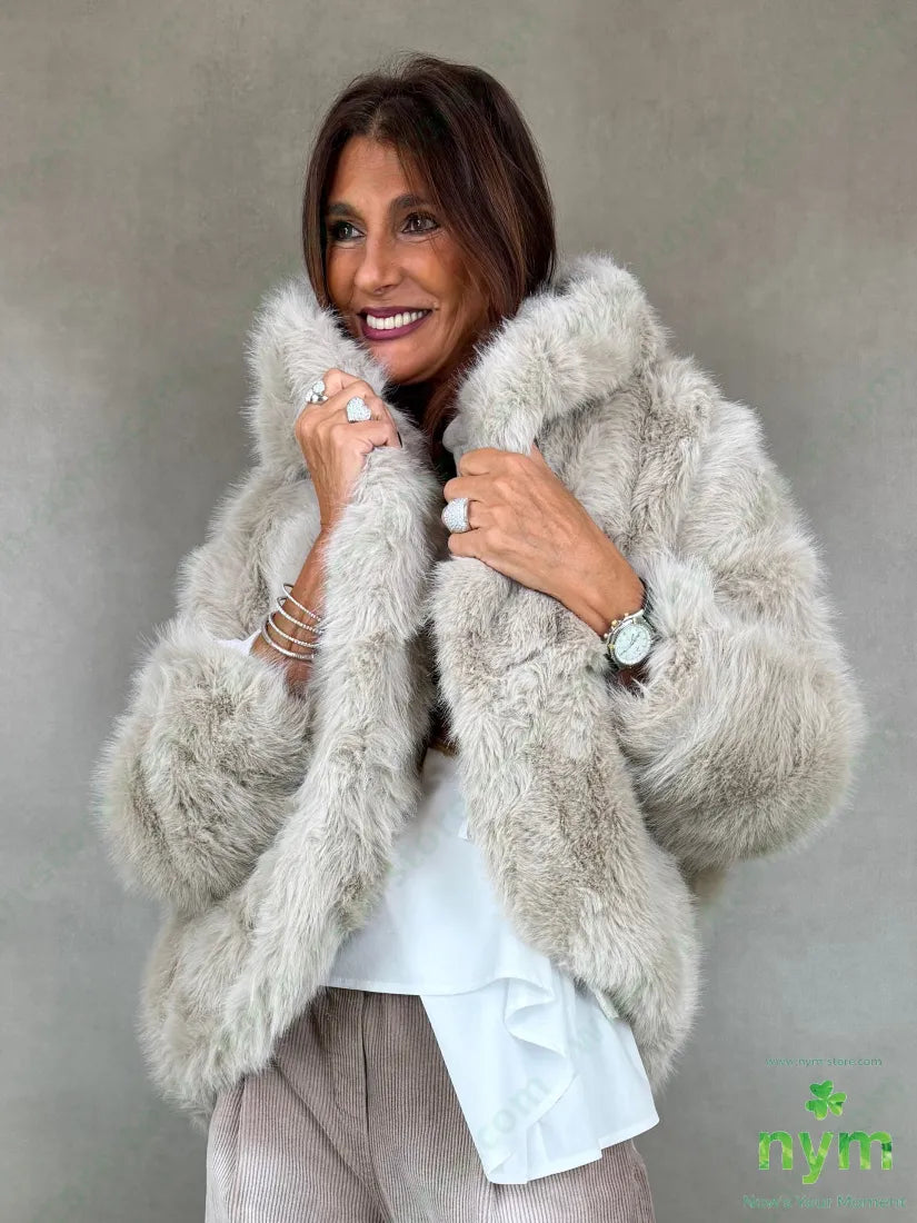 Pelliccia con cappuccio 100vi - U / BEIGE / AI26 - GIACCA