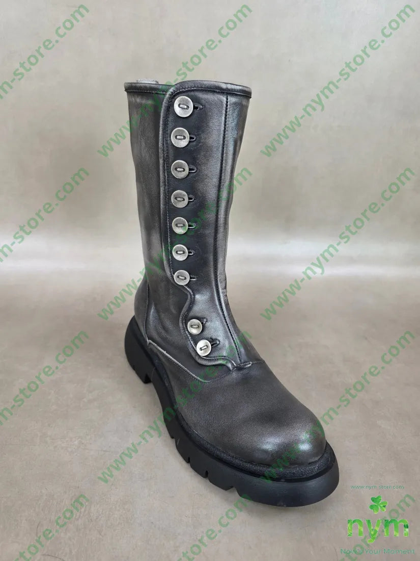 polacchino alto bottoni vera pelle - SCARPE