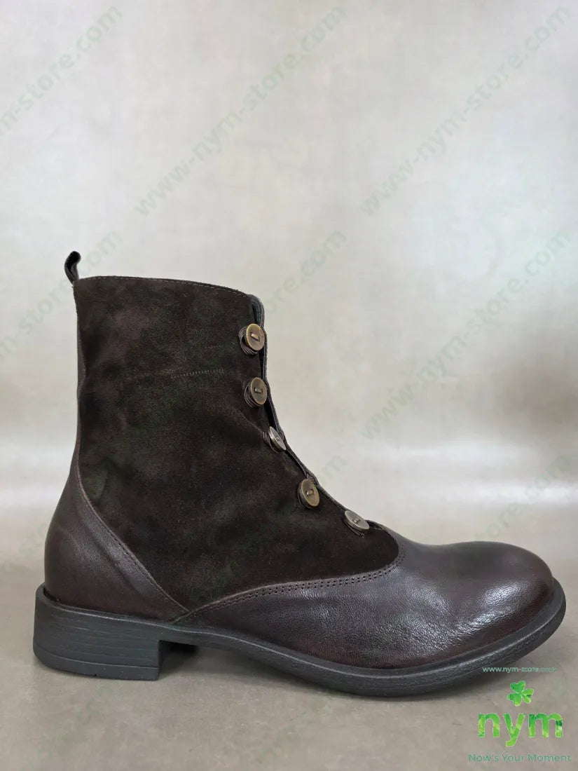 polacchino bottoni pelle e camoscio vera pelle - SCARPE