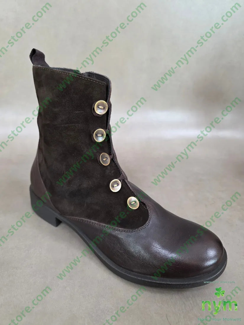 polacchino bottoni pelle e camoscio vera pelle - SCARPE