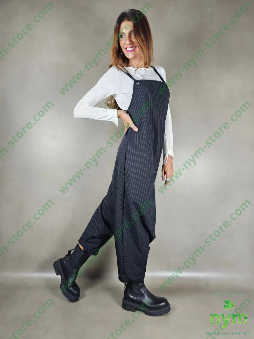 Salopette gessata 93pa6ea1pl U / NERO / AI25 ABITO