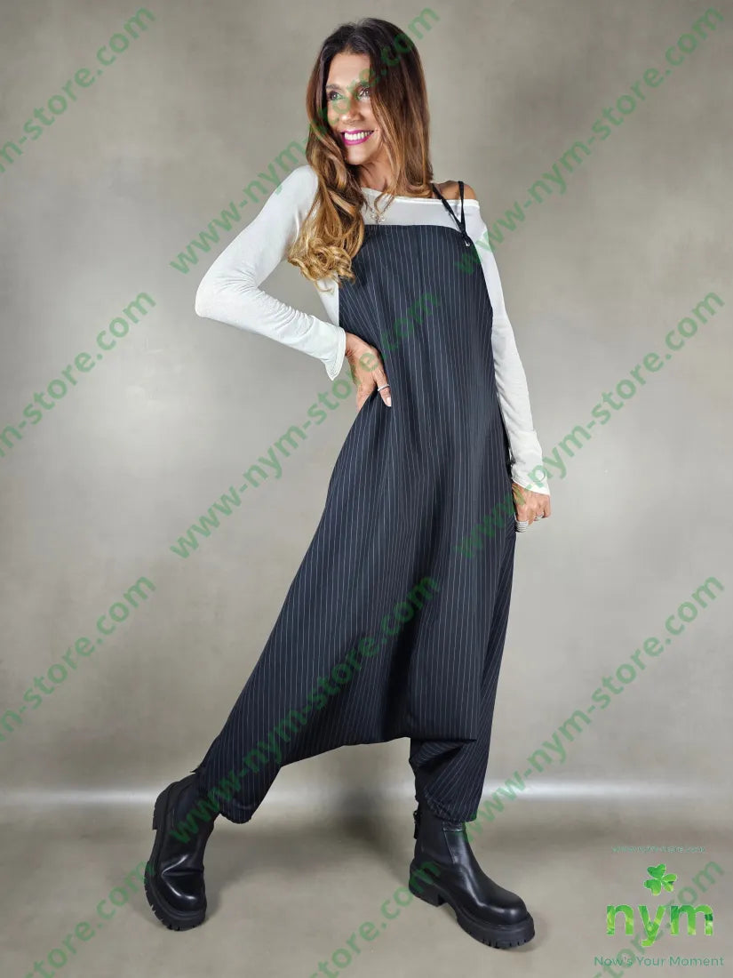 Salopette gessata 93pa6ea1pl U / NERO / AI25 ABITO