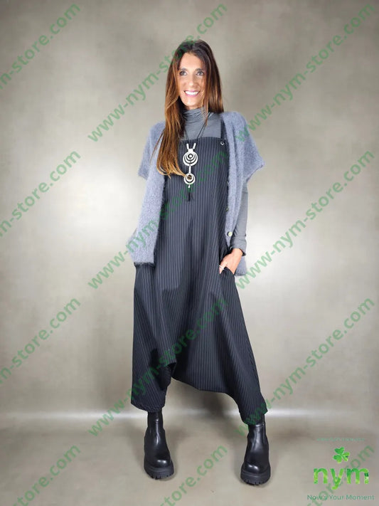 Salopette gessata 93pa6ea1pl U / NERO / AI25 ABITO