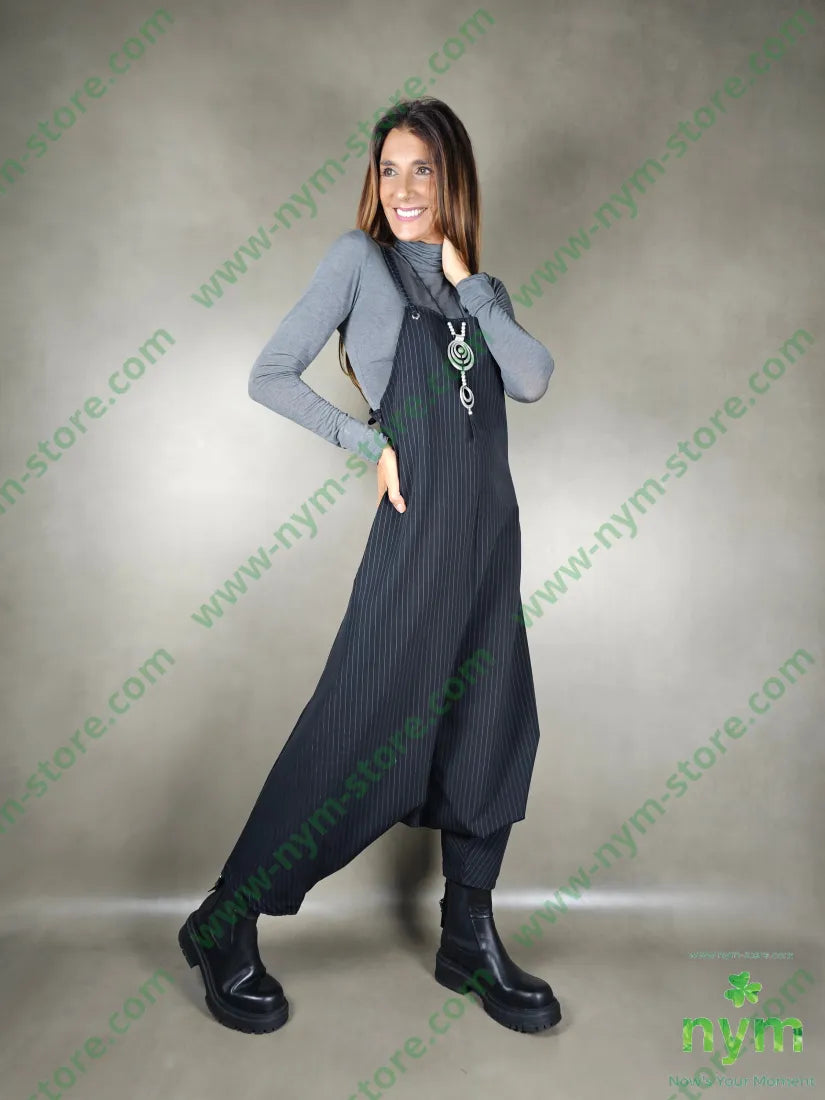 Salopette gessata 93pa6ea1pl U / NERO / AI25 ABITO