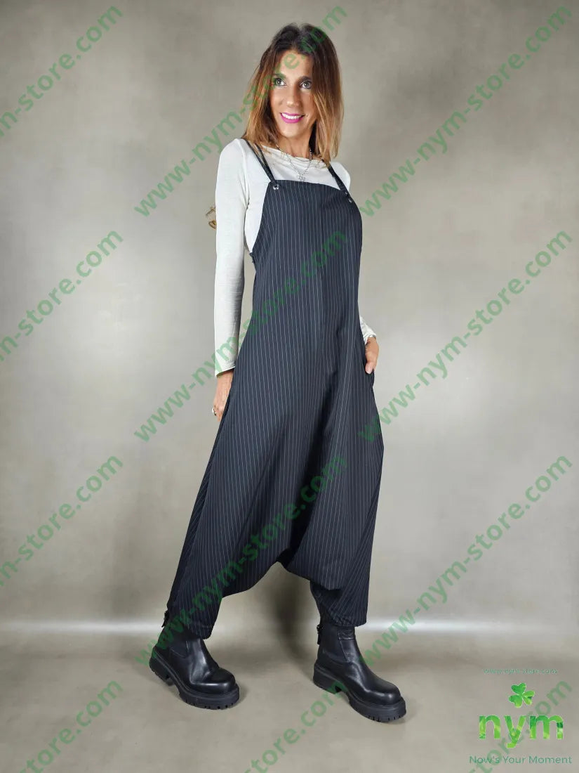 Salopette gessata 93pa6ea1pl U / NERO / AI25 ABITO