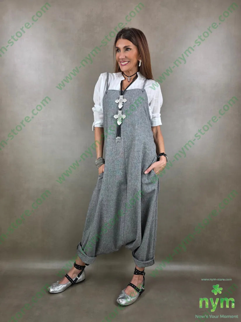 salopette tessuto lino 68co17li13pl2e - ABITO