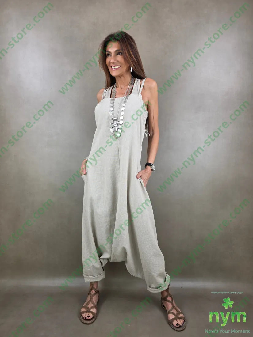 salopette tessuto lino 68co17li13pl2e - ABITO