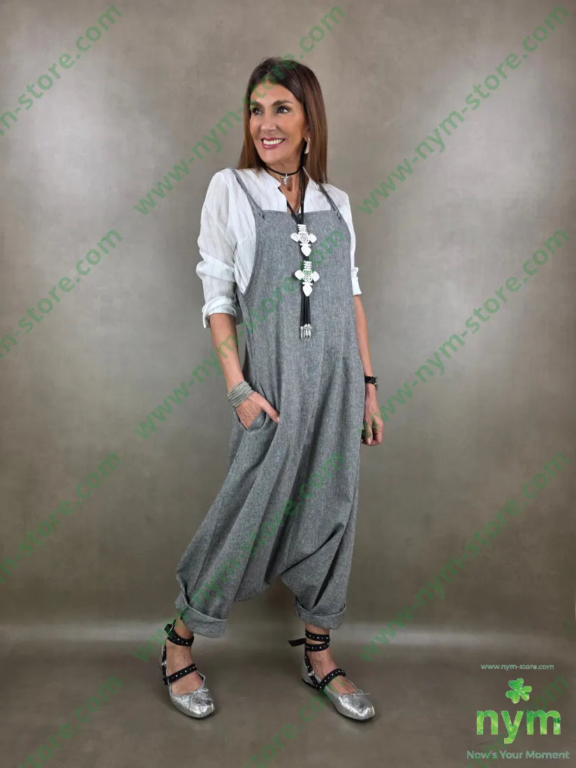 salopette tessuto lino 68co17li13pl2e - ABITO