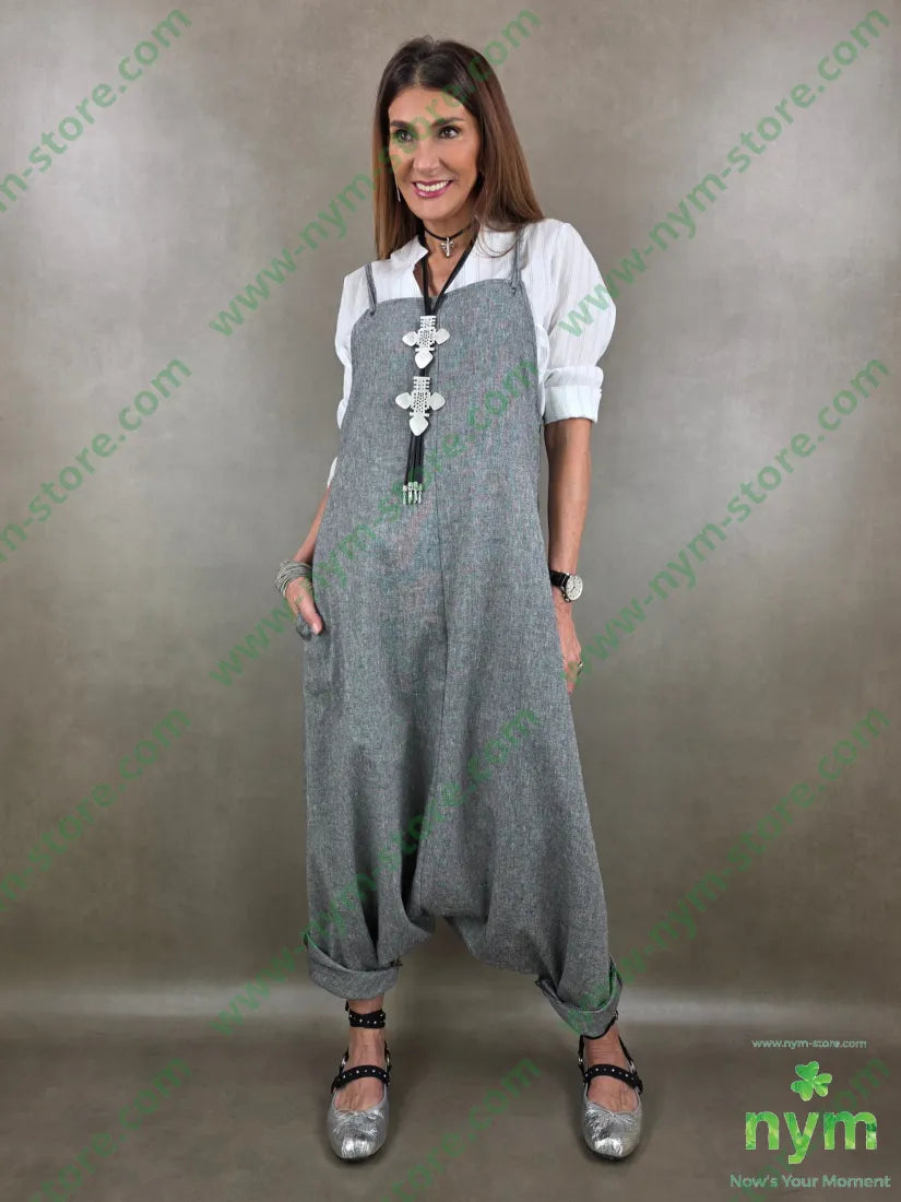 salopette tessuto lino 68co17li13pl2e - ABITO