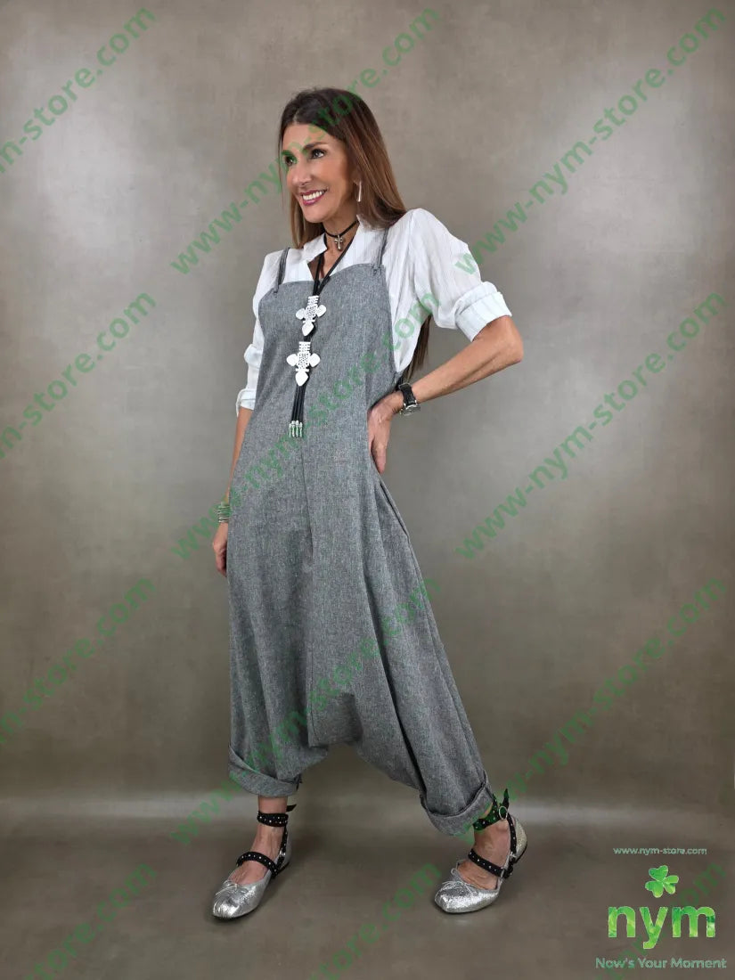 salopette tessuto lino 68co17li13pl2e - U / GRIGIO / PE26 - ABITO