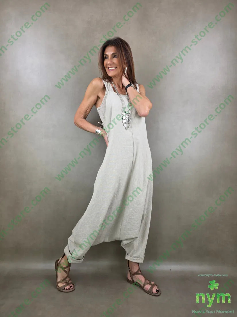 salopette tessuto lino 68co17li13pl2e - U / SABBIA / PE26 - ABITO