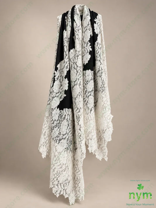 sciarpa kashmir pizzo - U / NERO\PANNA / AI26 - SCIARPA