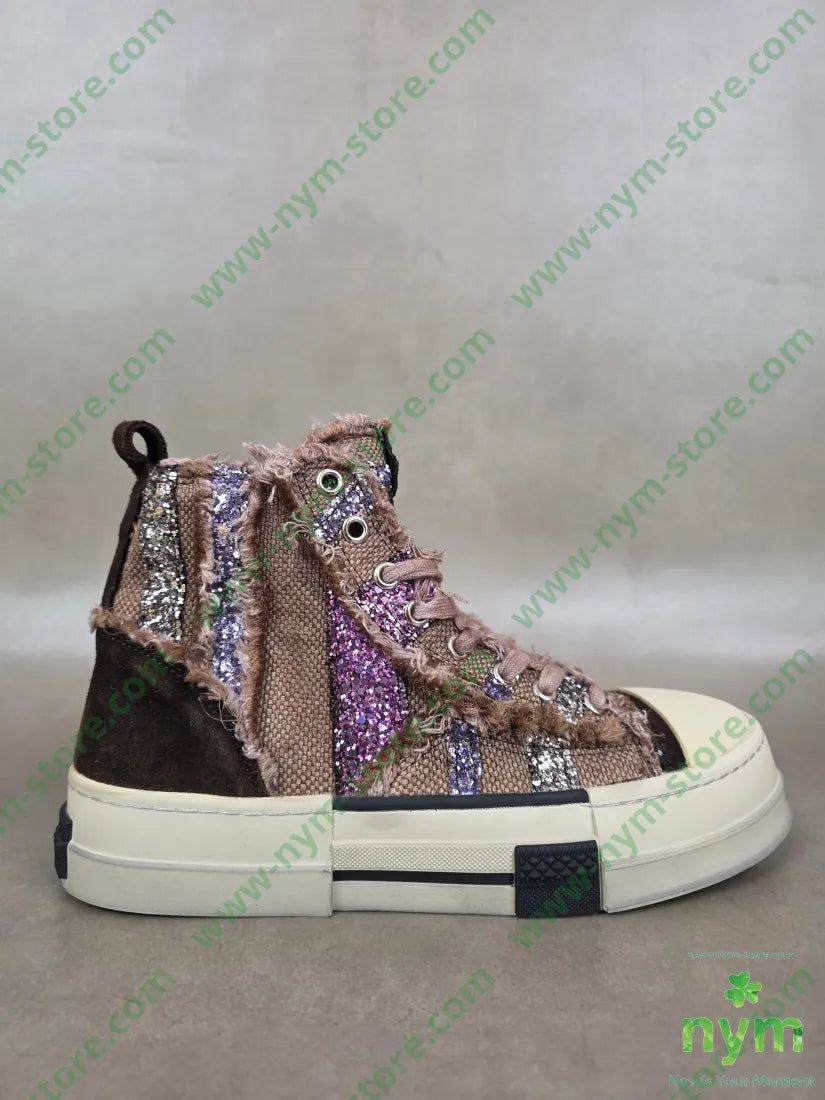 sneaker glitter fondo panna - 36 / MARRONE / PE26 - SCARPE