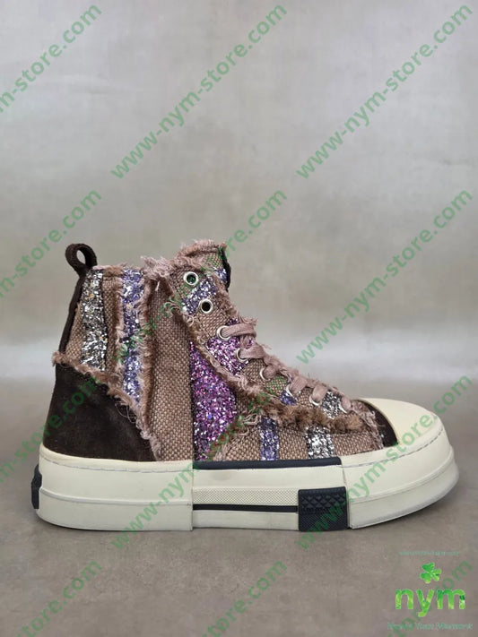 sneaker glitter fondo panna - 36 / MARRONE / PE26 - SCARPE