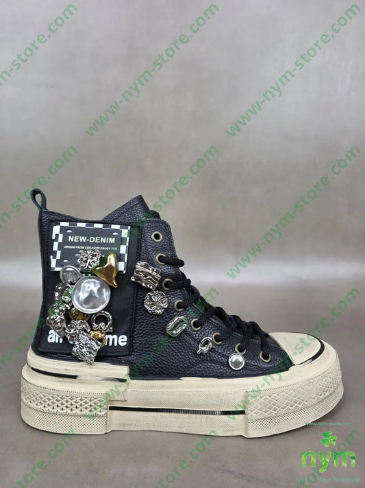 sneaker in pelle bottoni applicati 36 / NERO / AI25 SCARPE