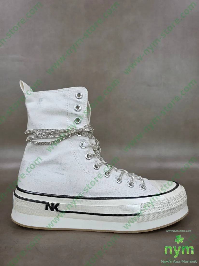 sneakers alte lacci strass - 36 / BIANCO / AI26 - SCARPE