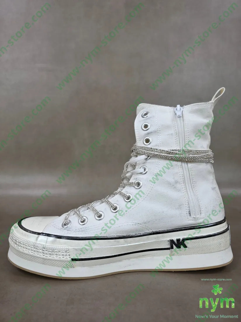 sneakers alte lacci strass - SCARPE