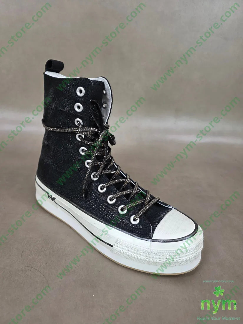 sneakers alte lacci strass - SCARPE