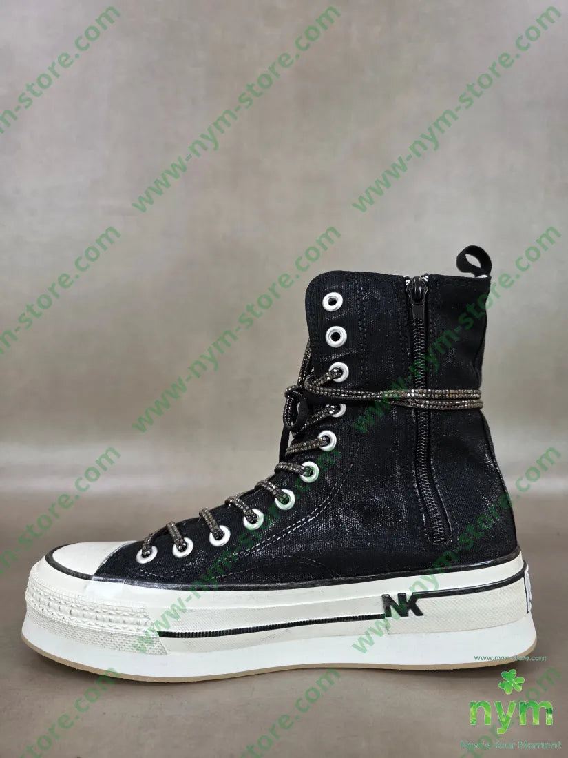 sneakers alte lacci strass - SCARPE