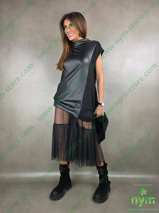 sotto abito in tulle 100pl U / NERO / AI25 ABITO